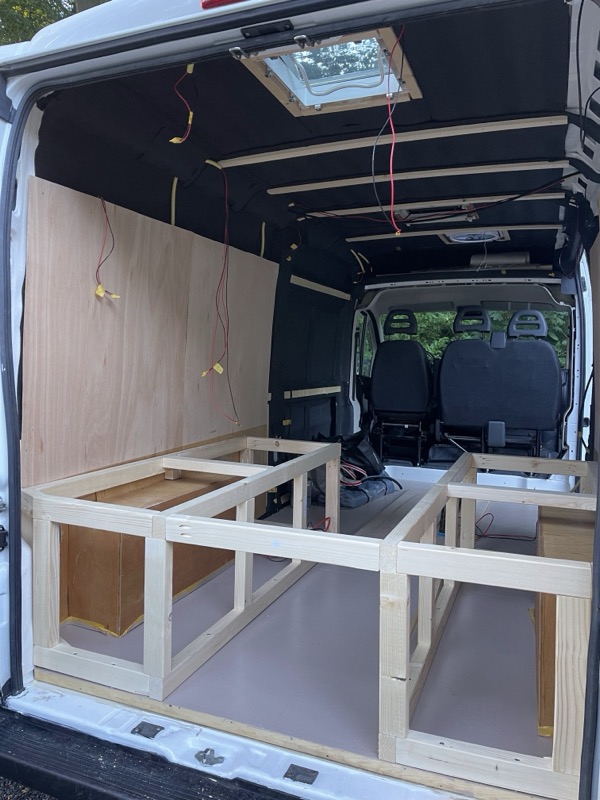 The empty van shell during the build