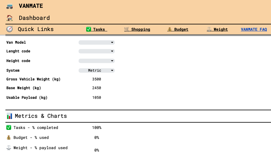 VanMate Build Manager workbook preview